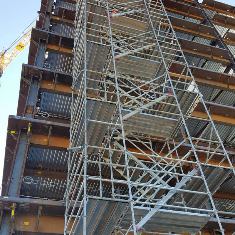 supported scaffold outside building